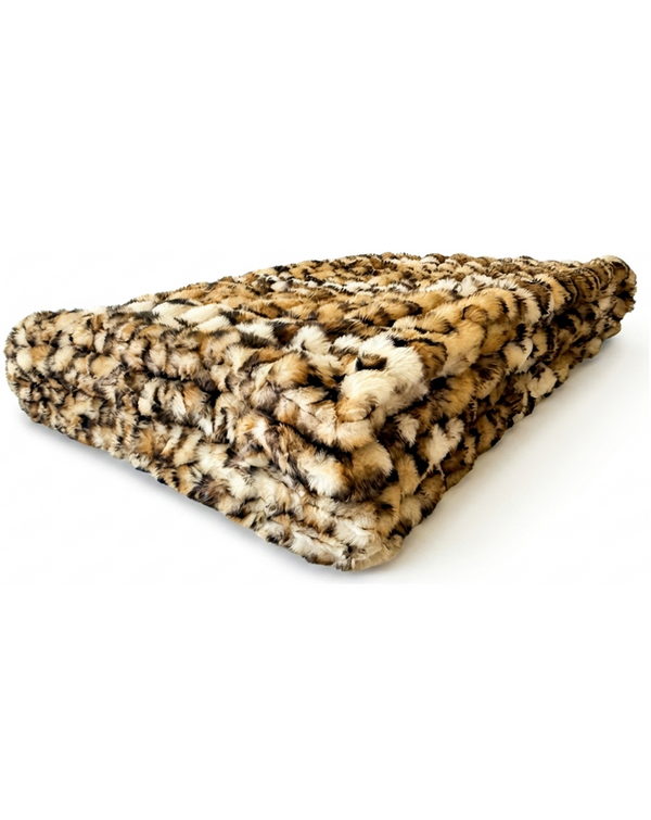Milan Bobcat Camel / Black Minky Blanket