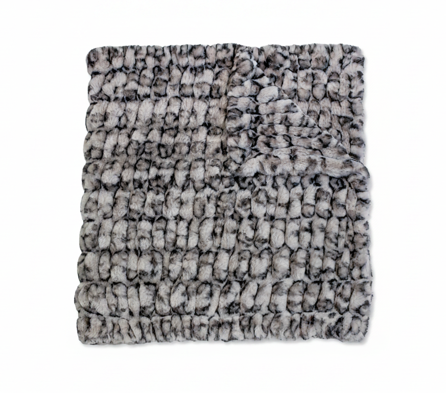 Milan Clouded Leopard Silver Minky Blanket