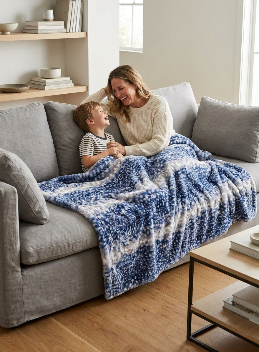 Fawn Navy Minky Blanket