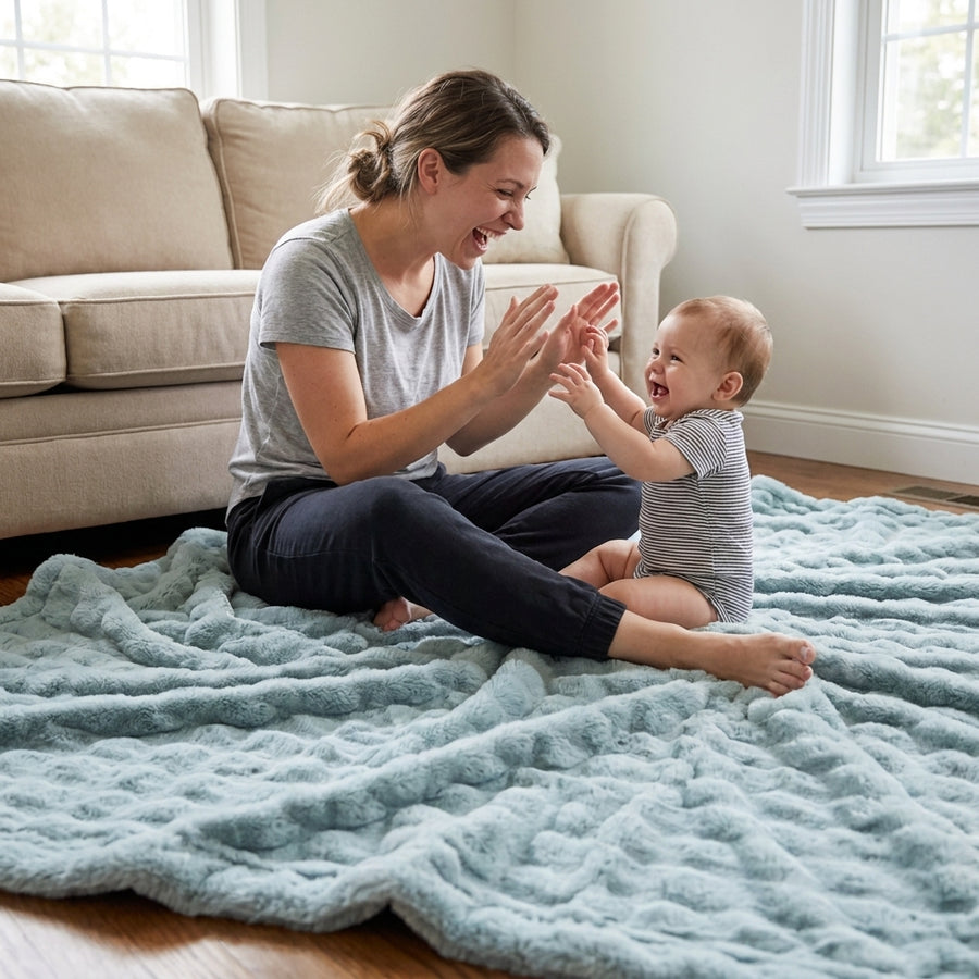 Powderpuff Raindrop Minky Blanket