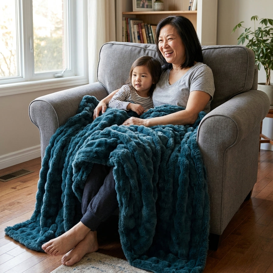Powderpuff Spruce Minky Blanket