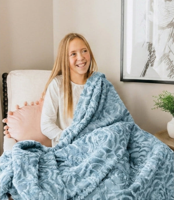 Demi Rose Raindrop Minky Blanket