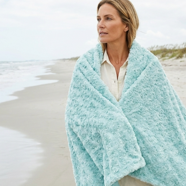 Rosette Seaglass Minky Blanket
