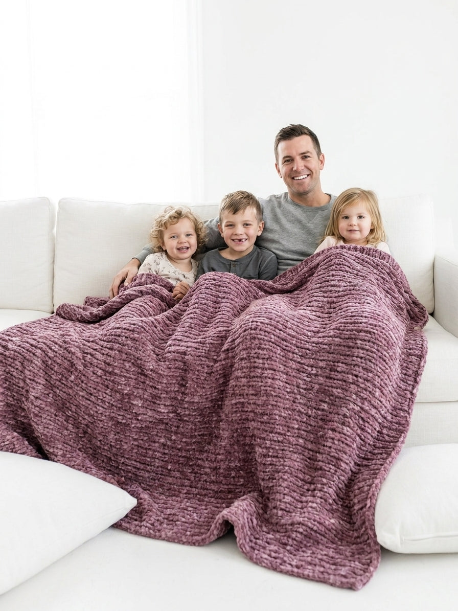 Weave Black Cherry Minky Blanket