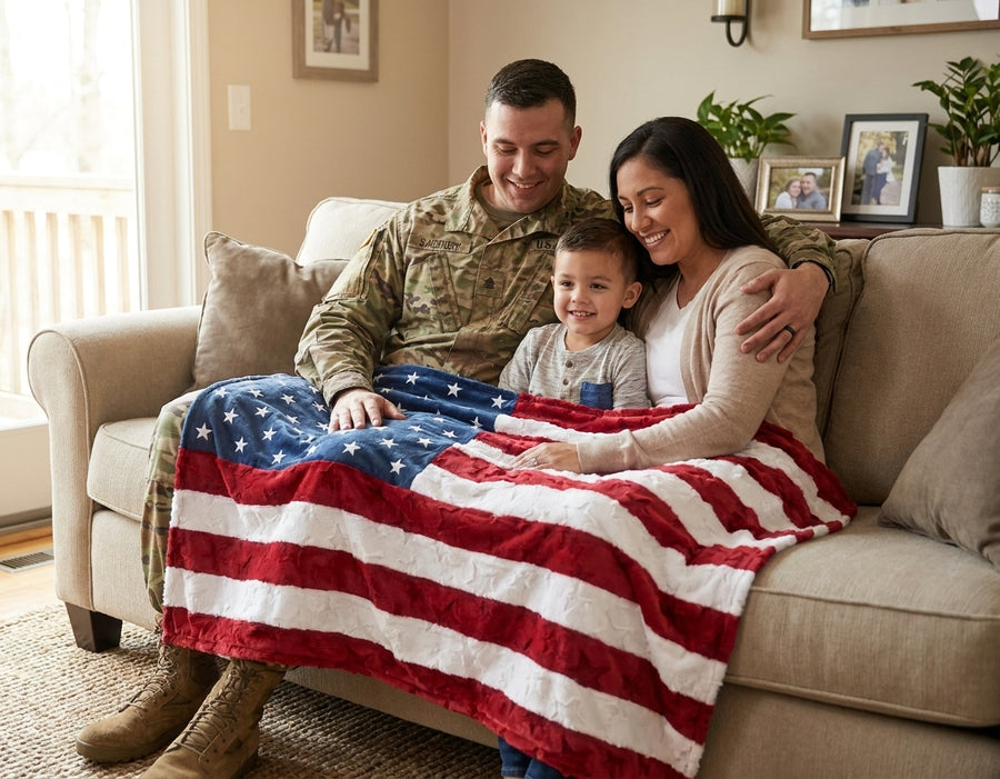 American Flag 50 Stars Throw Blanket