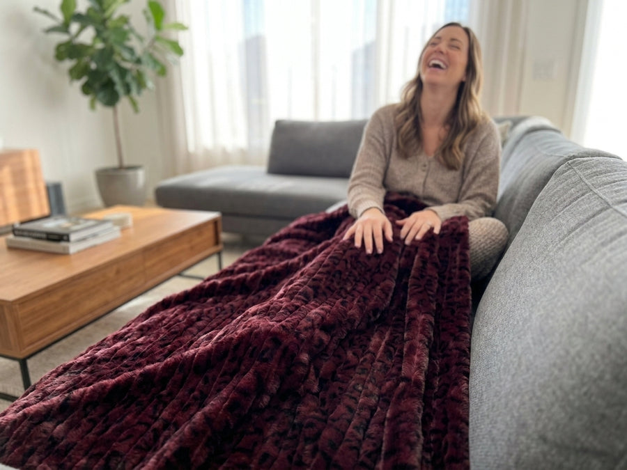 Vienna Bengal Black Cherry Minky Blanket
