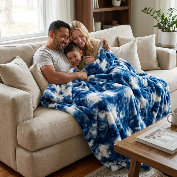 Sorbet Powderpuff Dark Sea Minky Blanket