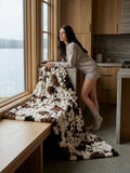 Milan Pony Ivory/Brown Minky Blanket