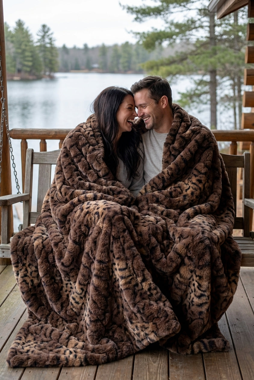 Milan Lynx Pecan Minky Blanket