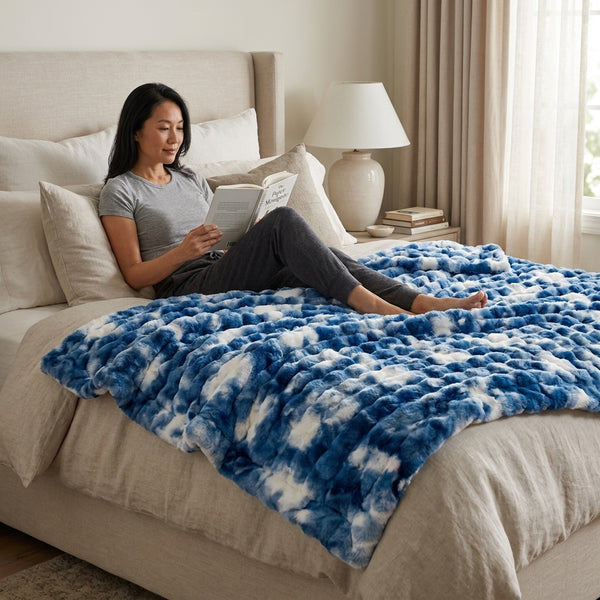 Sorbet Powderpuff Dark Sea Minky Blanket
