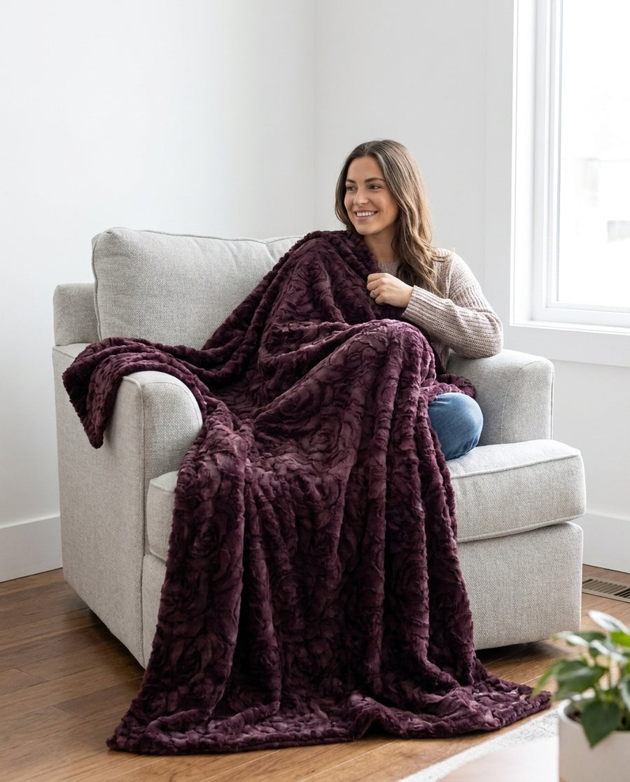 Demi Rose Burgundy Minky Blanket