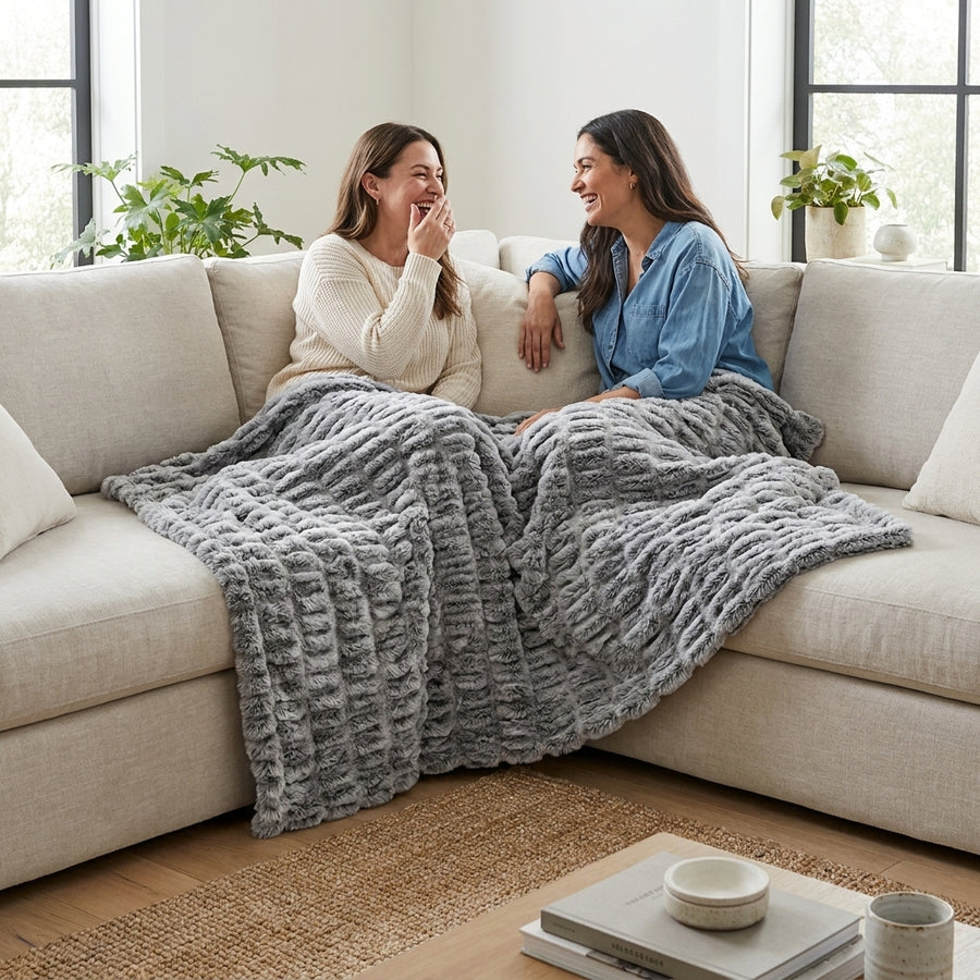 Iced Milan Silver Pine Minky Blanket