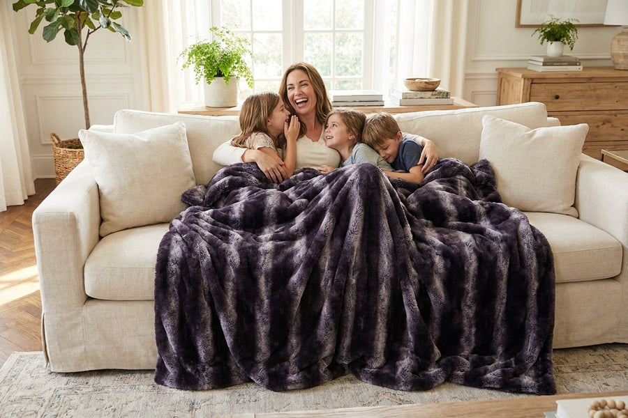 Arctic Chinchilla Espresso Minky Blanket