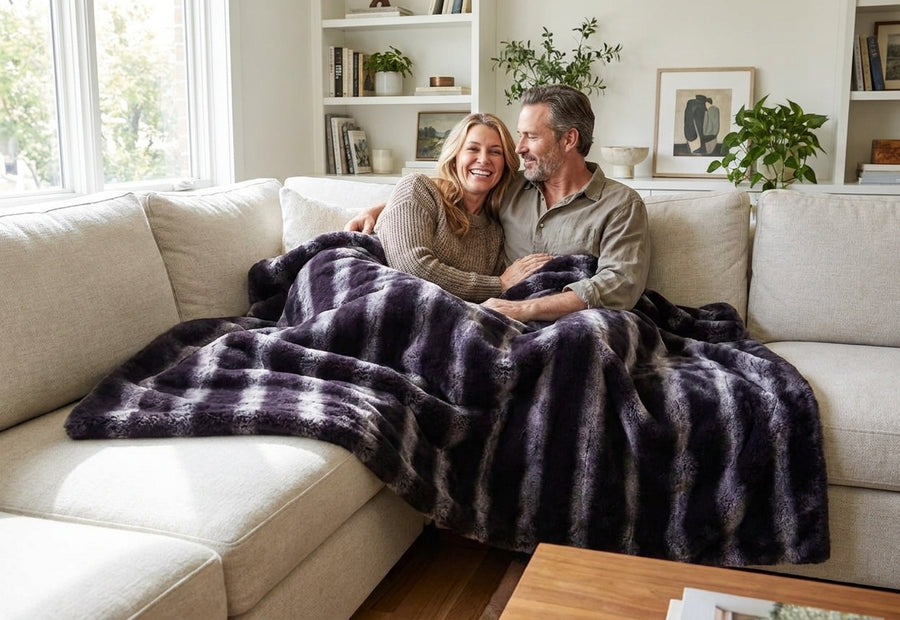 Arctic Chinchilla Black Minky Blanket
