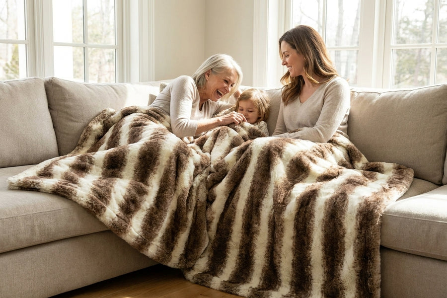 Arctic Chinchilla Rustic Minky Blanket