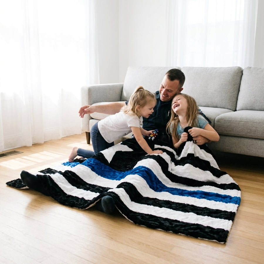 XL Thin Blue Line Blanket - Hide Black