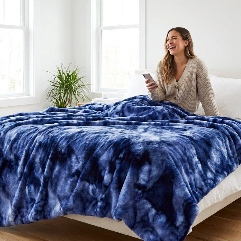 Bunny Fusion Sapphire Minky Blanket