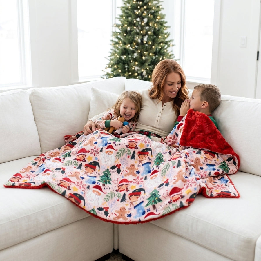 Santas Elves / Snowflake Scarlet Holiday Minky Blanket