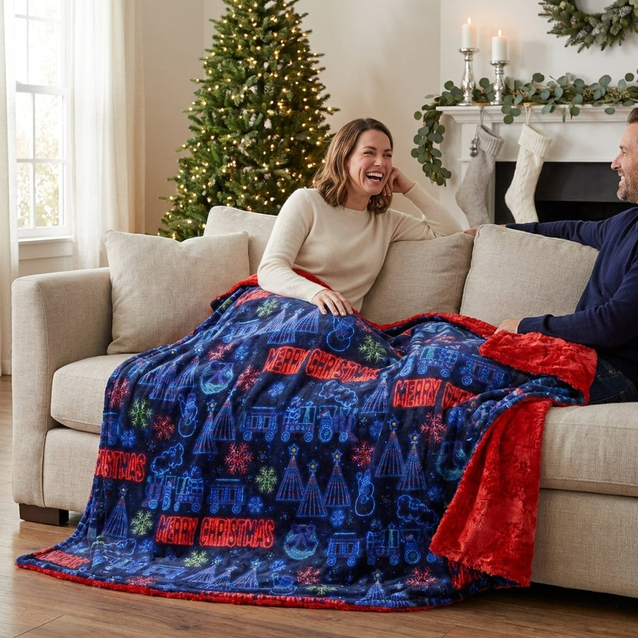 Deck The Halls / Snowflake Scarlet Holiday Throw Minky Blanket