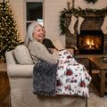 Jolly Tree Farm / Arctic Owl Black Holiday Minky Blanket