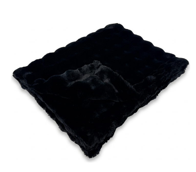 Powderpuff Black Minky Blanket