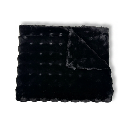 Powderpuff Black Minky Blanket