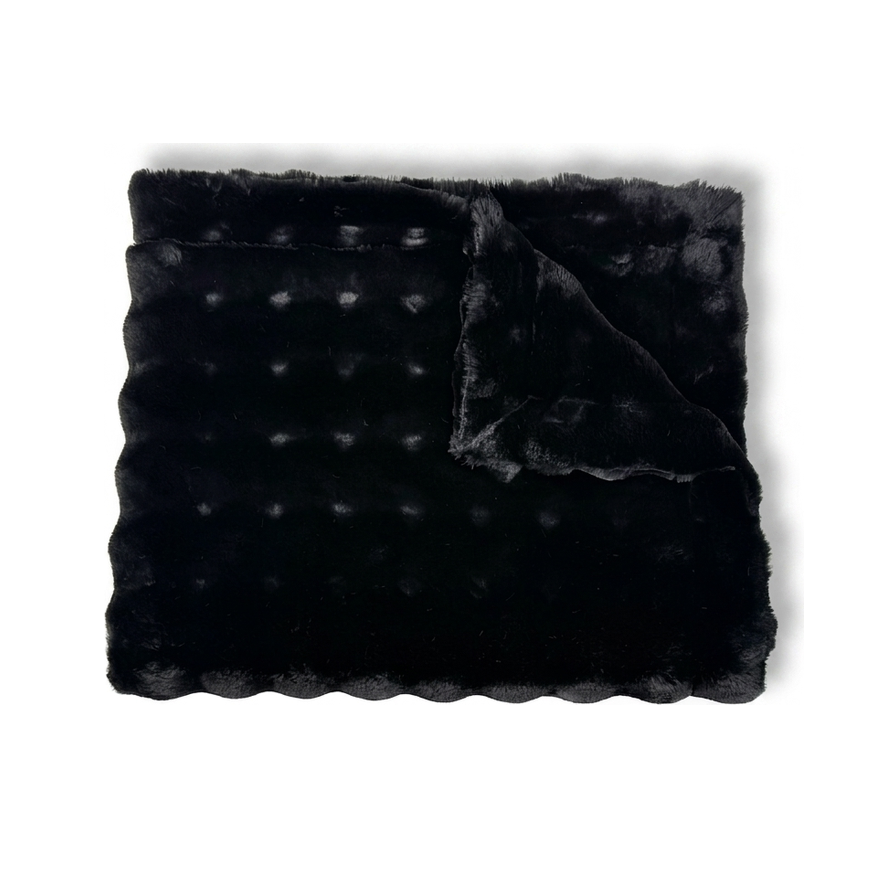 Powderpuff Black Minky Blanket