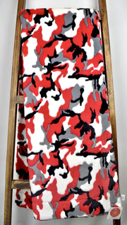 Red, White, Gray, and black camouflage print blanket