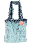 Frosted Shaggy Navy / Aqua Sea - Tote Bag - Sew Sweet Minky Designs
