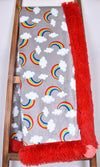 Sweet Rainbows Bright / Shaggy Scarlet - Adult Snuggler - Sew Sweet Minky Designs