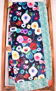 Flower House Mallard / Paloma Seafoam - Adult Snuggler - Sew Sweet Minky Designs