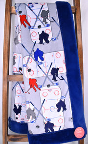 Hockey Cloud / Seal Midnight - Adult Snuggler Minky Blanket - Sew Sweet Minky Designs