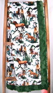 Wild Horse Basil / Glacier Evergreen - XL Snuggler - Sew Sweet Minky Designs